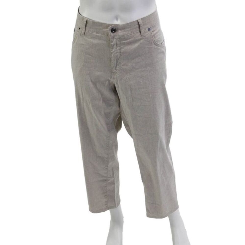 Brax Feel Good Mens Cropped Beige Linen Cotton Pants Size 38